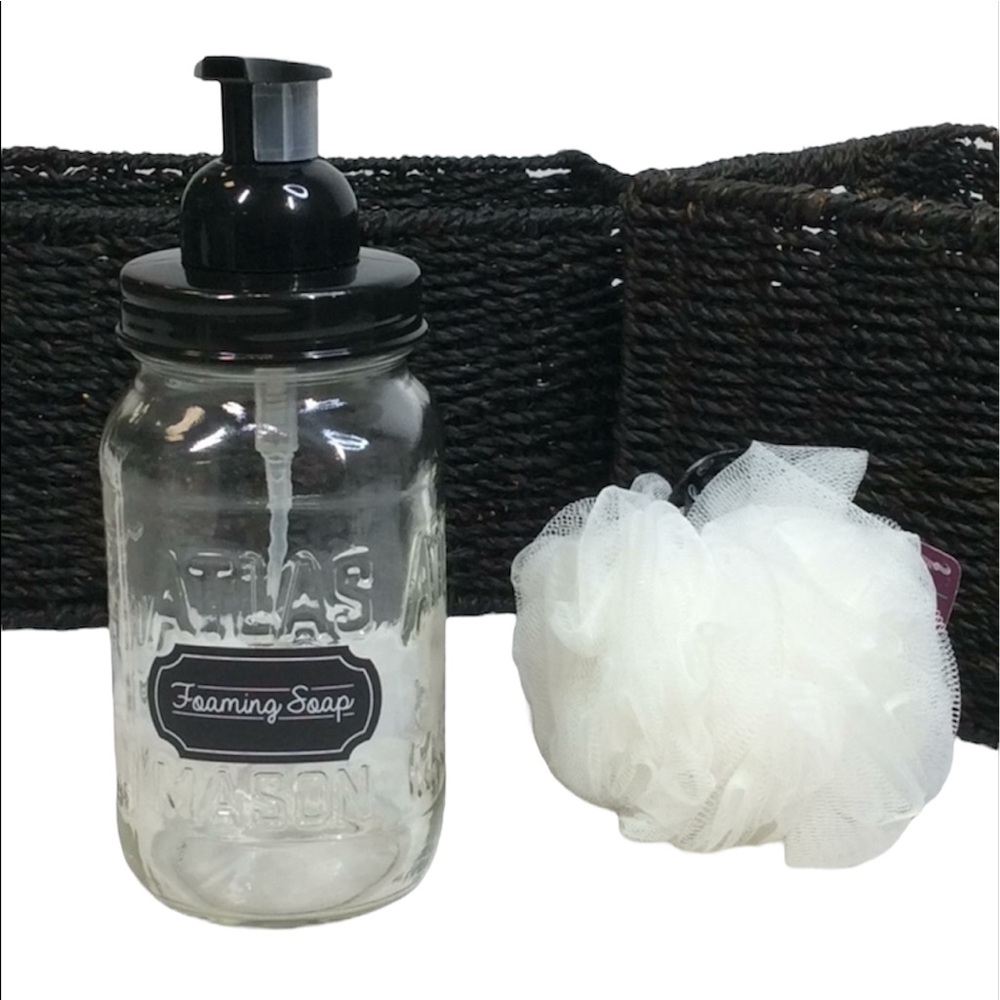 HOLD-Mason Foaming Soap Dispenser with Mesh-Pouf - Picture 4 of 4